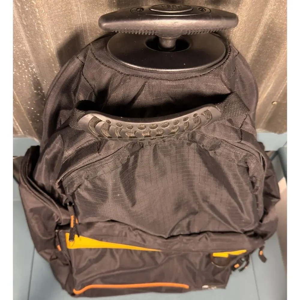 Vintage United Colors of Benetton Rolling Bag Convertible Backpack Ripstop Black